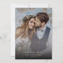 Elegante Foto Collage Dusty Blue Wedding Dankeskarte