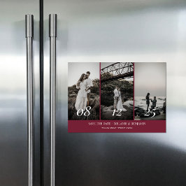 Elegante Foto Collage Rose Pink Speichern Sie die Magneteinladung