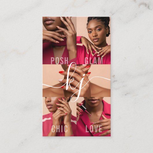 Elegante Foto Collage Script Calligraphy Monogram Visitenkarte (Vorderseite)