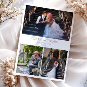 Elegante Foto Collage Typografy-Nachricht Hochzeit Dankeskarte