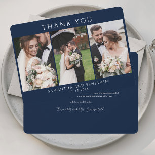 Elegante Foto Collage Wedding Dankeschön Card Mitteilungskarte