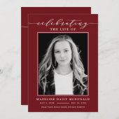 ELEGANTE FOTO-FEIERUNG LEBEN MEMORIAL FUNERAL EINLADUNG (Vorne/Hinten)