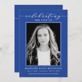 ELEGANTE FOTO-FEIERUNG LEBEN MEMORIAL FUNERAL EINLADUNG (Vorne/Hinten)