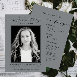 ELEGANTE FOTO-FEIERUNG LEBEN MEMORIAL FUNERAL EINLADUNG