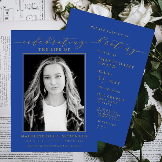 ELEGANTE FOTO-FEIERUNG LEBEN MEMORIAL FUNERAL EINLADUNG