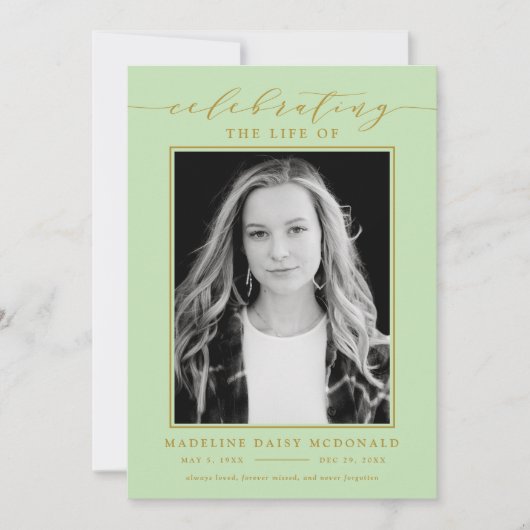 ELEGANTE FOTO-FEIERUNG LEBEN MEMORIAL FUNERAL EINLADUNG (Vorderseite)