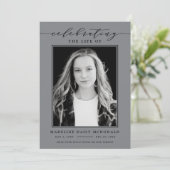 ELEGANTE FOTO-FEIERUNG LEBEN MEMORIAL FUNERAL EINLADUNG (Stehend Vorderseite)