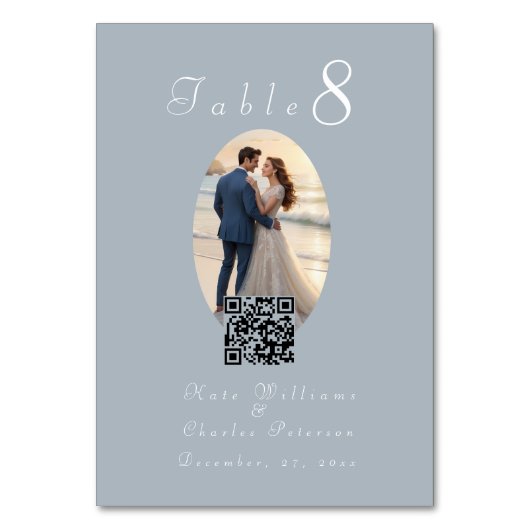 Elegante Foto-Frame Qr-Codetabelle Tischnummer (Vorderseite)