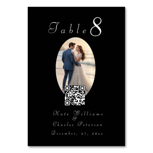 Elegante Foto-Frame Qr-Codetabelle Tischnummer (Vorderseite)