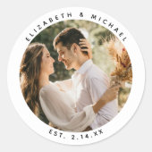 Elegante Foto-Gastgeschenk Hochzeit Runder Aufkleber (Vorderseite)