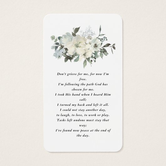 Elegante Foto-Gebetskarte (Rückseite)