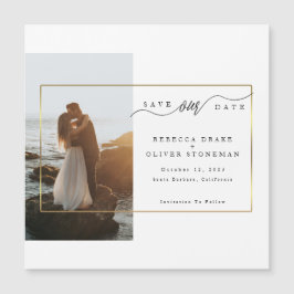 Elegante Foto Gold Frame Wedding Magnetic Card Magnetkarte