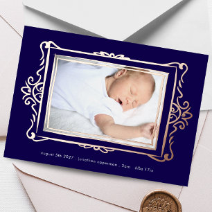 elegante Foto-Goldfolie-Rahmen-Baby-Ankündigung Folieneinladung