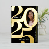 Elegante Foto Graduation Party Gold Folieneinladung (Stehend vorne)