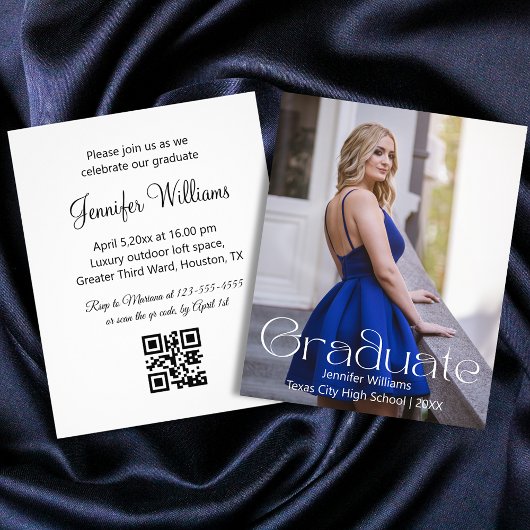 Elegante Foto Graduierungsparty qr Einladung Flyer