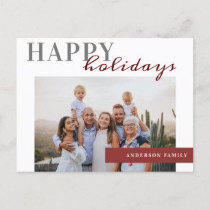 Elegante Foto Happy Holidays Family Postkarte