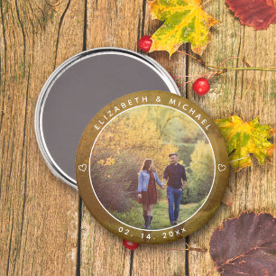 Elegante Foto Hochzeit im Herbst Gefallen Magnet