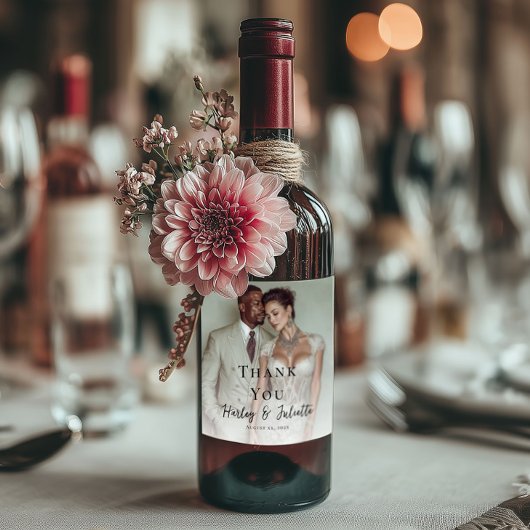 Elegante Foto-Hochzeit Weinetikett