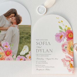 Elegante Foto-Hochzeitseinladung mit Blumenmotiv Einladung