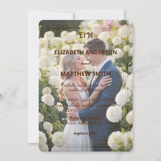 Elegante Foto-Hochzeitsfeiern Einladung (Vorderseite)