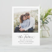 Elegante Foto-Hochzeitsverlobungsankündigung Einladung (Stehend Vorderseite)