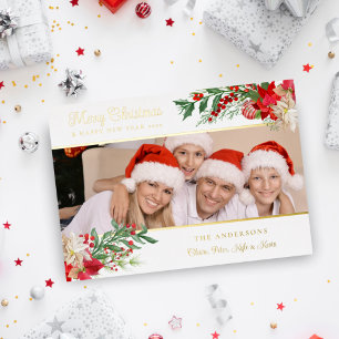 Elegante Foto Klassisches Frohes Weihnachten Poins Folien Feiertagskarte