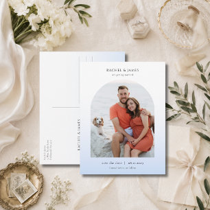 Elegante Foto Minimalistische Hochzeit - Termin vo Ankündigungspostkarte