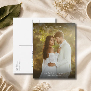 Elegante Foto Minimalistische Hochzeit - Termin vo Ankündigungspostkarte