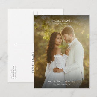 Elegante Foto Minimalistische Hochzeit - Termin vo Ankündigungspostkarte