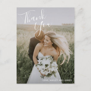 Elegante Foto Moderne Hochzeit Danke Postkarte