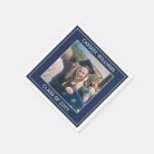 Elegante Foto Navy Blue and White Graduation Party Serviette (Ecke)