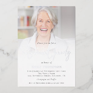 Elegante Foto-Overlay-Ruhestandsfeier Luxus echt Folieneinladung