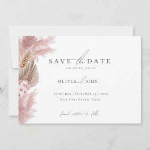 Elegante Foto Pampasgras Hochzeit Save the Date 