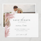 Elegante Foto Pampasgras Hochzeit Save the Date  (Vorne/Hinten)