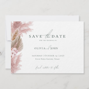 Elegante Foto Pampasgras Hochzeit Save the Date  Einladung