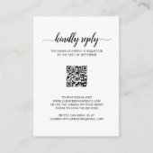 Elegante Foto QR Code Wedding Mini RSVP Karte (Vorderseite)