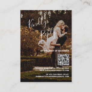 Elegante Foto QR Code Wedding Mini RSVP Karte