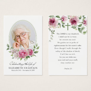 Elegante Foto-Rosa-Blumen-Gebets-Beileidskarten