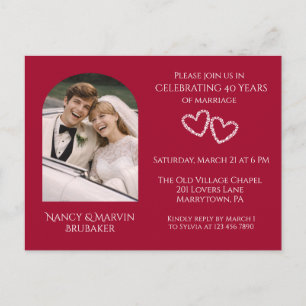 Elegante Foto-Rubin-Hochzeit zum 40. Hochzeitstag Postkarte
