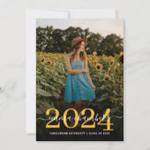Elegante Foto Script Overlay Graduation Party 2024 Einladung (Vorderseite)