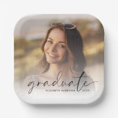 Elegante Foto Script Overlay Graduation Party Pappteller (Vorderseite)