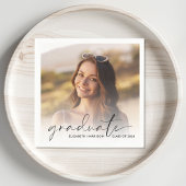 Elegante Foto Script Overlay Graduation Party Serviette