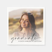 Elegante Foto Script Overlay Graduation Party Serviette (Vorderseite)