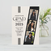 Elegante Foto Strip Graduation Party Einladung (Stehend Vorderseite)