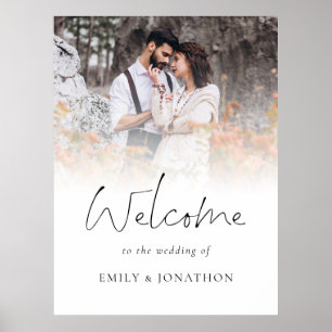 Elegante Foto-Überlagerung Willkommen zur Hochzeit Poster