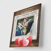 Elegante Foto-Uhr zum ersten Mal Hochzeitstag Quadratische Wanduhr (Winkel)
