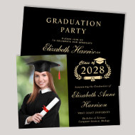 Elegante Foto Uni Black Graduation Party Einladung