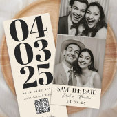 Elegante Fotobooth Typografy Qrcode Save the Date Einladung