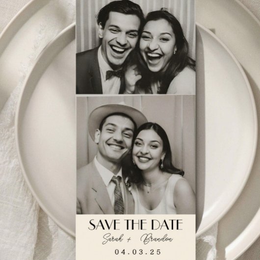 Elegante Fotobooth Typografy Qrcode Save the Date Einladung