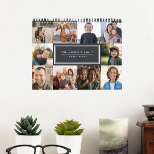 ELEGANTE FOTOCOLLAGE-FAMILIENFOTO SCHWARZ 2027 KALENDER